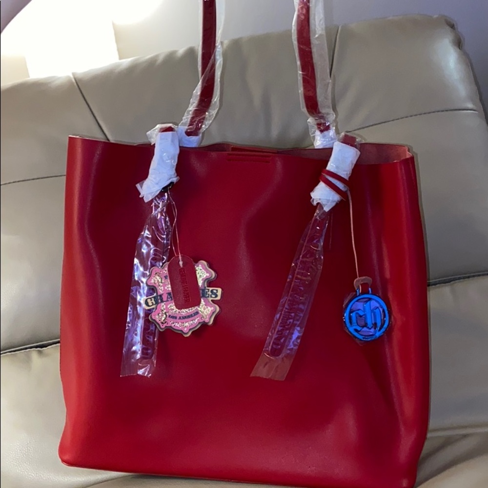 Red oversized purse